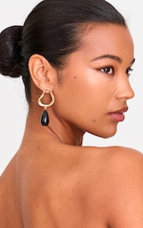 Black Abstract Teardrop Statement Earrings