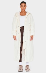 Cream Padded Maxi Puffer Coat