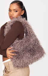 Brown Faux Fur Large Tote Bag