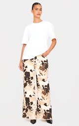 Brown Cow Print Denim Wide Leg Jean