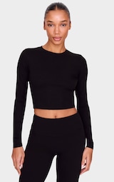 Black Sculpt Long Sleeve Crop Gym Top