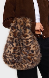 Leopard Faux Fur Tote Handbag