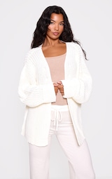 Cream Chunky Knit Slouchy Cardigan