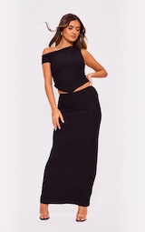 Black Soft Touch Low Rise Maxi Skirt