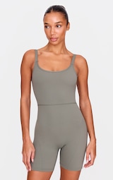 Olive Sculpt Low Back Strappy Unitard