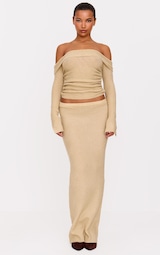  Deep Taupe Bobble Knit Maxi Skirt