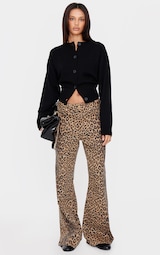 Brown Leopard Print Low Waist Jeans