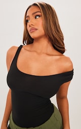 Black Soft Touch Ruched Side Bodysuit