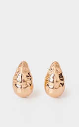 Gold Molten Teardrop Stud Earrings