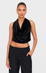 Black Velvet Halter Neck Top