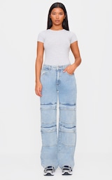 Light Blue Wash Cargo Front Pocket Baggy Boyfriend Jeans