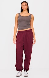 Burgundy Pintuck Detail Oversized Joggers