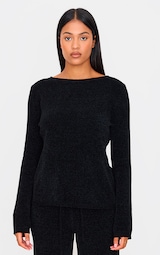 Tall Black Soft Textured Knit Top