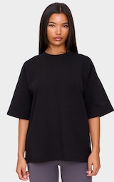 Black Premium Oversized Short Sleeve Boxy Sweatshirt