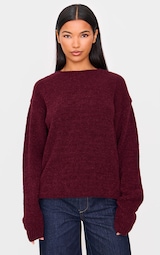 Burgundy Boucle Knit Oversized Jumper