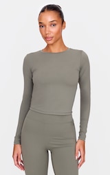 Olive Sculpt Long Sleeve Gym Top