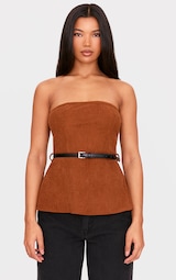 Tan Corduroy Belted Bandeau