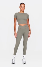 Olive Sculpt Wrap Waist Gym Leggings