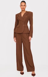 Chocolate Tailored Woven Straight Leg Trousers