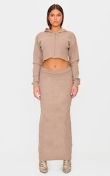 Taupe Brushed Rib Maxi Skirt