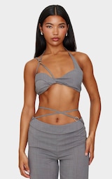 Grey Tailored Twist Bust Detail Bralet