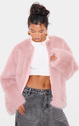 Pink Glitter Faux Fur Coat