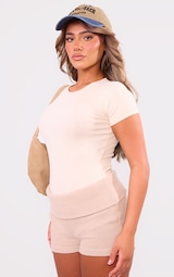 Cream Rib Short Sleeve Bodysuit