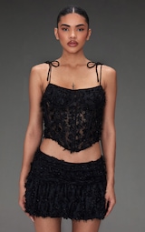 Black Tinsel Lace Corset