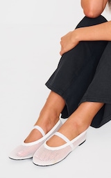 White Mesh Ballet Flats