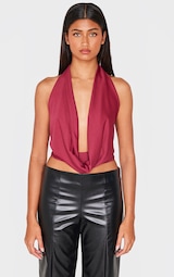 Burgundy Cowl Neck Long Top