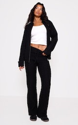 Black Cable Knit Drawstring Waist Trousers