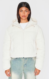 Oatmeal Cable Knit Puffer Coat