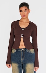 Brown Bengaline Buckle Fitted Shirt