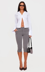 Grey Marl Tailored Low Rise Capri Trousers