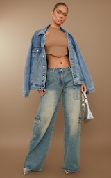 Vintage Wash Cargo Pocket Lowrise Baggy Boyfriend Jeans