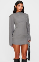 Grey Woven Batwing Bodycon Dress