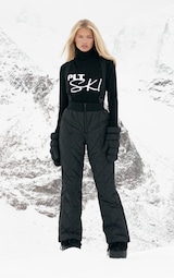 PRETTYLITTLETHING SKI Black Quilted Fit And Flare Trousers