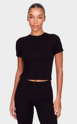 Black Sculpt Longline Short Sleeve Gym Top