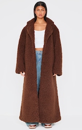 Chocolate Plush Borg Maxi Coat