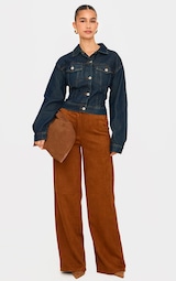 Camel Faux Suede Tailored Straight Leg Trousers