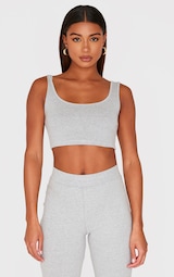 Grey Marl Scoop Neck Crop Top