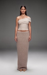 Taupe Melange Soft Knit Maxi Skirt