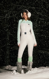 PRETTYLITTLETHING SKI White Belted Rib Collar Scuba Suit