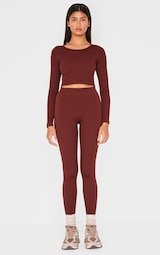 Chocolate Structured Contour Rib Leggings