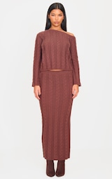 Chocolate Cable Knit Maxi Skirt