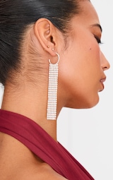 Silver Chain Drop Hoop Earrings