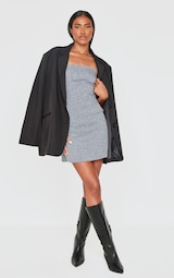 Grey Twill Bandeau Shift Dress