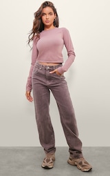 Washed Mauve High Waist Straight Leg Jeans