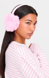 Pink Faux Fur Heart Ear Muffs