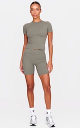 Olive Sculpt High Waist Gym Shorts